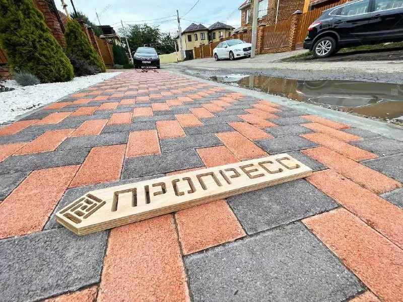 Тротуарная плитка Кирпичик Оранжевый, фактура гладкий, гранитная, мрамор, высота 40 мм, 60 мм, 80 мм-8